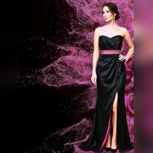 Mystique Boutique Strapless Black and Pink Dress